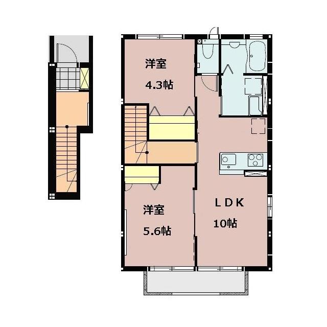 カサ・ボニータ八日町(2LDK/2階)の間取り写真
