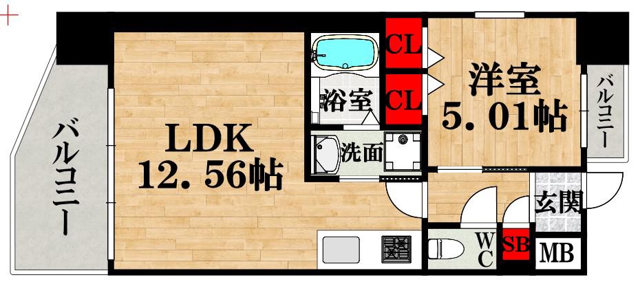 プレジオ玉造(1LDK/8階)の間取り写真