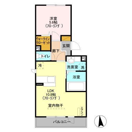 ナインベルク(1LDK/2階)の間取り写真
