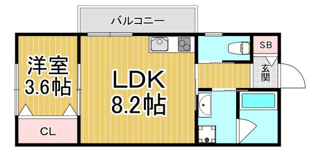 カサ苦楽園(1LDK/1階)の間取り写真