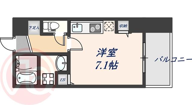 レジデンス本町(ワンルーム/14階)の間取り写真