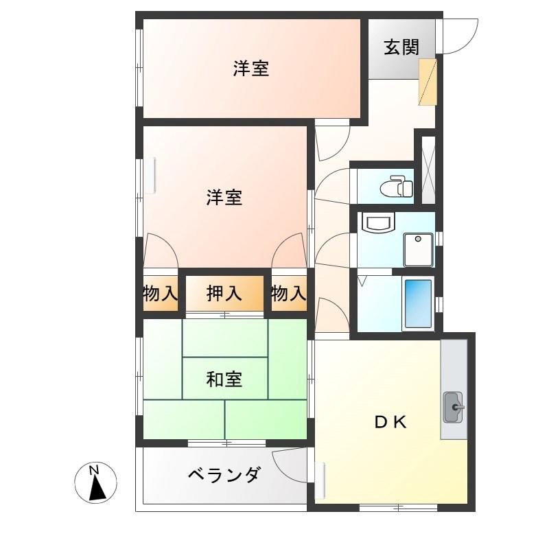 マルタハイツII(3DK/2階)の間取り写真