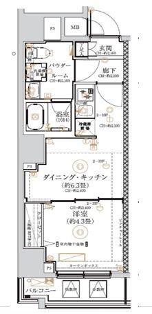 ガリシア森下VI(1DK/7階)の間取り写真