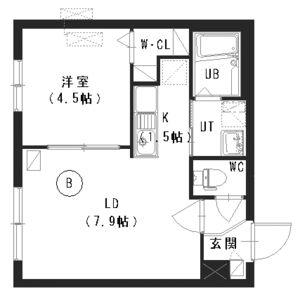 ラピスブラオ二十四軒(1LDK/1階)の間取り写真