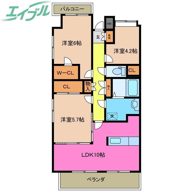 パレ久保田(3LDK/2階)の間取り写真