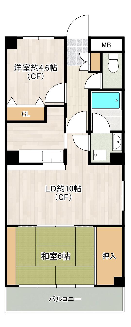 キャピタル新川崎(2LDK/3階)の間取り写真