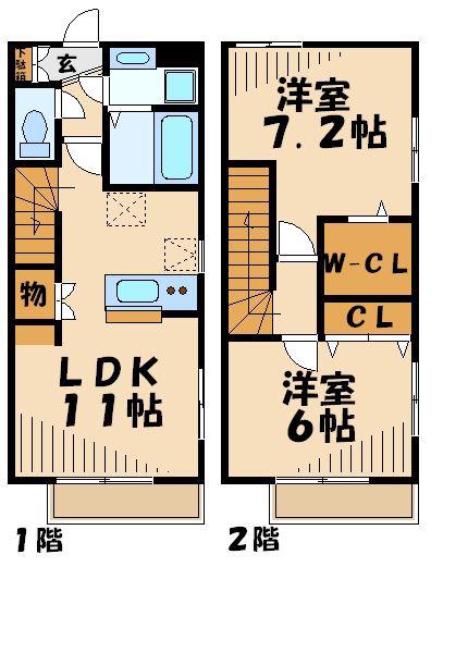 リヴェール宮崎台(2LDK/1階)の間取り写真