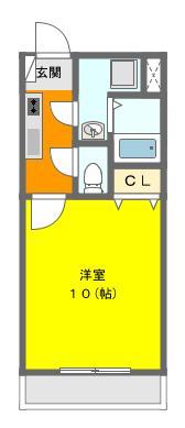 たちばな参番館(1K/1階)の間取り写真