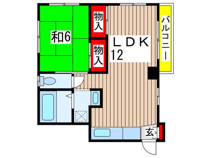青木マンション1(1LDK/2階)の間取り写真