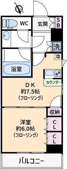 デュオ・スカーラ赤坂(1DK/4階)の間取り写真