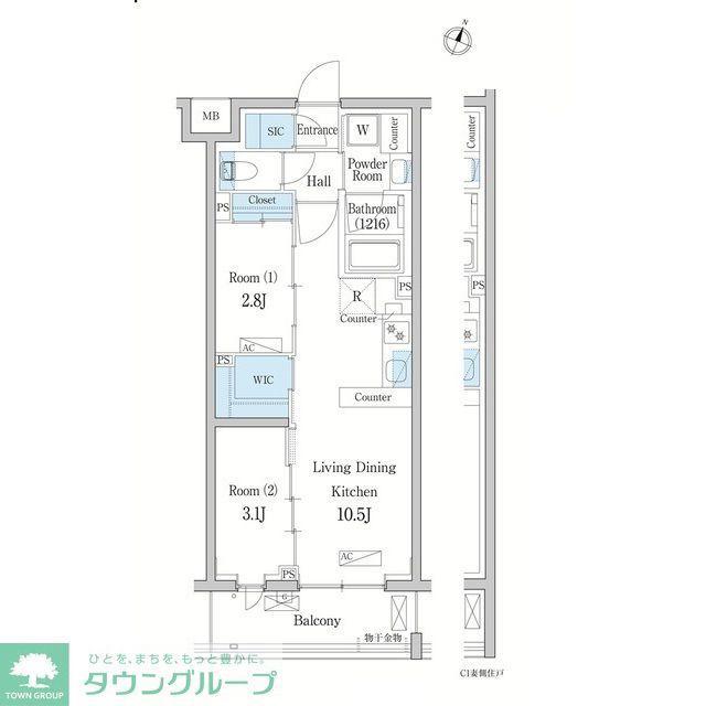 デュオフラッツ大宮(2LDK/2階)の間取り写真