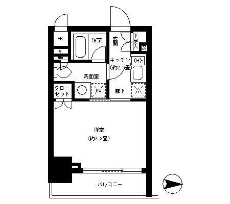 パークキューブ神田(1K/4階)の間取り写真