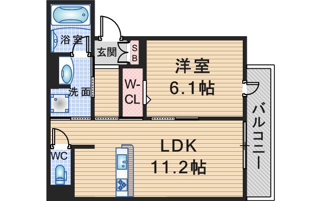 D-RESIDENCE蛍池東町(1LDK/1階)の間取り写真