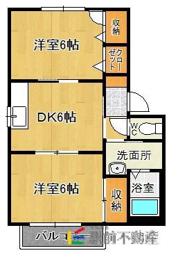 ヒルトップハイツ(2K/2階)の間取り写真