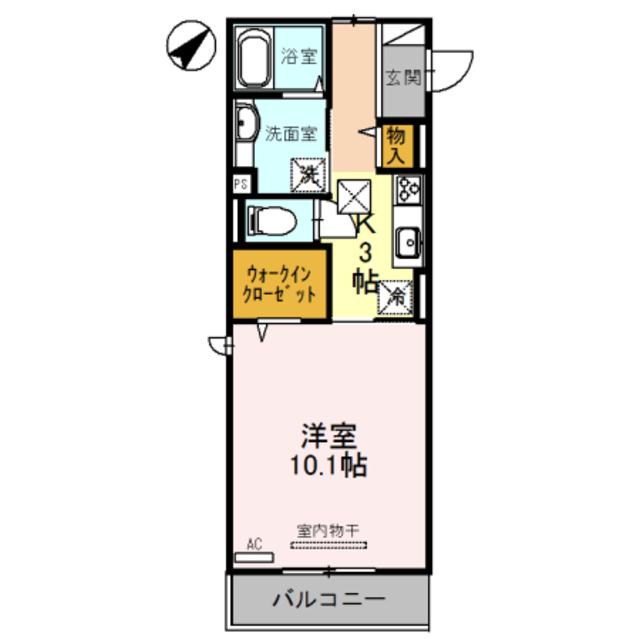 ガーディアンシャトーI(1K/1階)の間取り写真