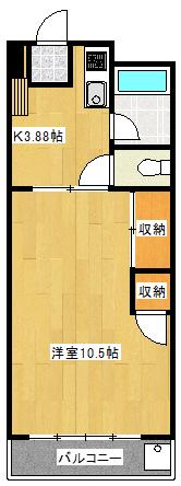朝日ハイツホノベ(1K/2階)の間取り写真