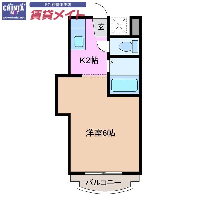 レジデンス岡本(1K/2階)の間取り写真