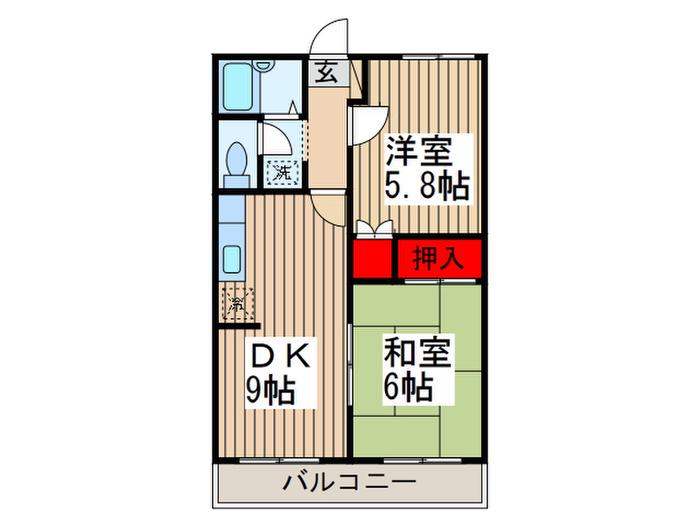 グランハイム清水(2DK/2階)の間取り写真