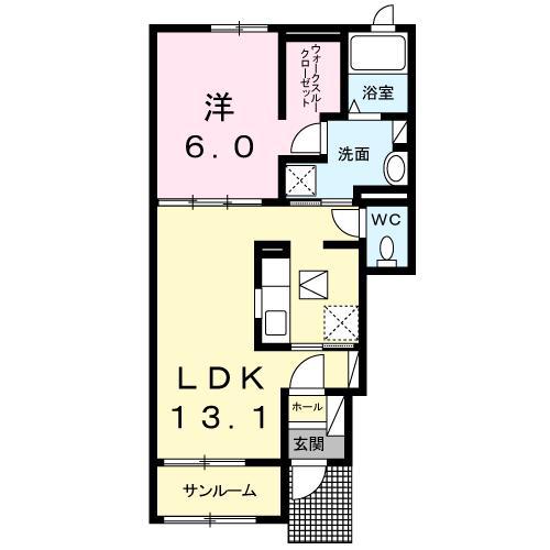 ステラート スイート(1LDK/1階)の間取り写真
