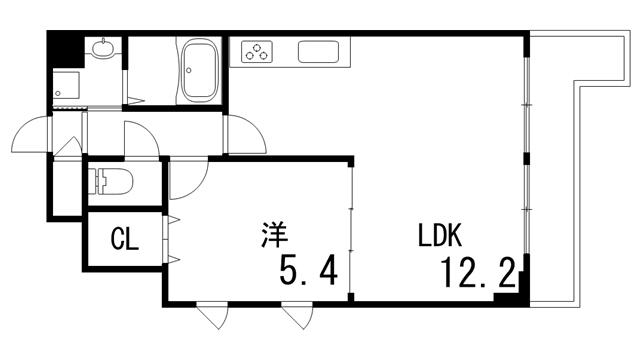 L`Sステューディオ岡本(1LDK/7階)の間取り写真