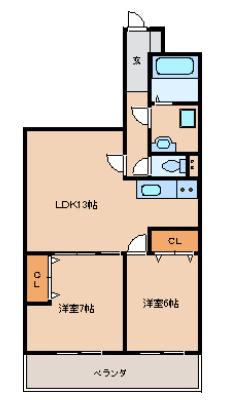 パステル12(2LDK/9階)の間取り写真
