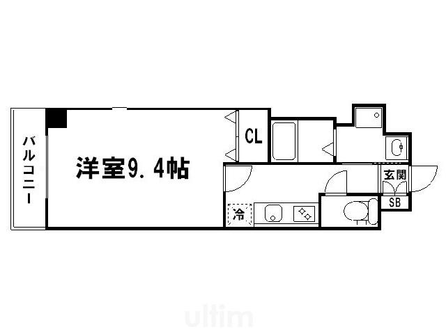 アスヴェル京都二条駅前II(1K/4階)の間取り写真