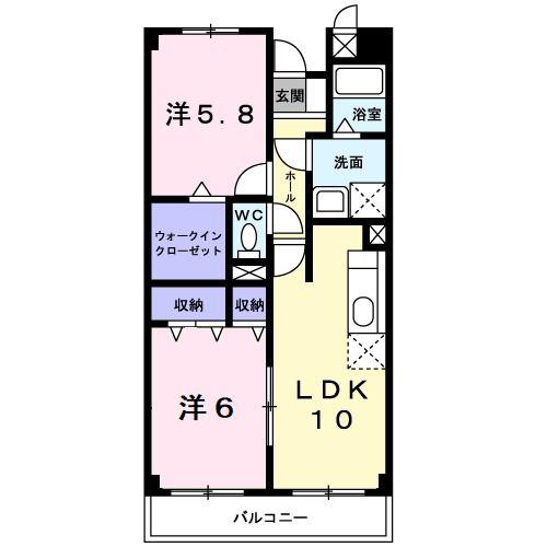 フリュイティア1(2LDK/1階)の間取り写真