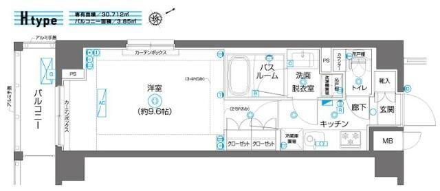 ZOOM上板橋(1K/5階)の間取り写真