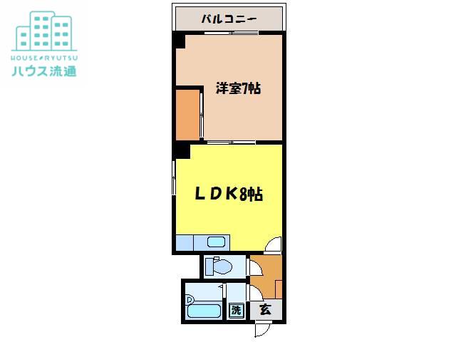 グランドハイツ勝山(1LDK/4階)の間取り写真