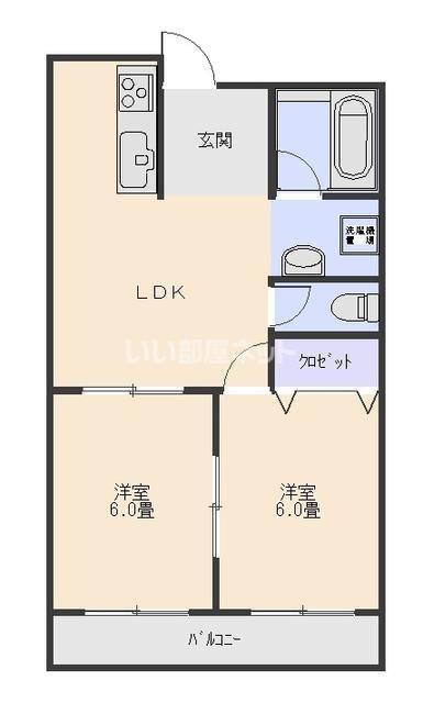 市川第1ビル(2LDK/2階)の間取り写真