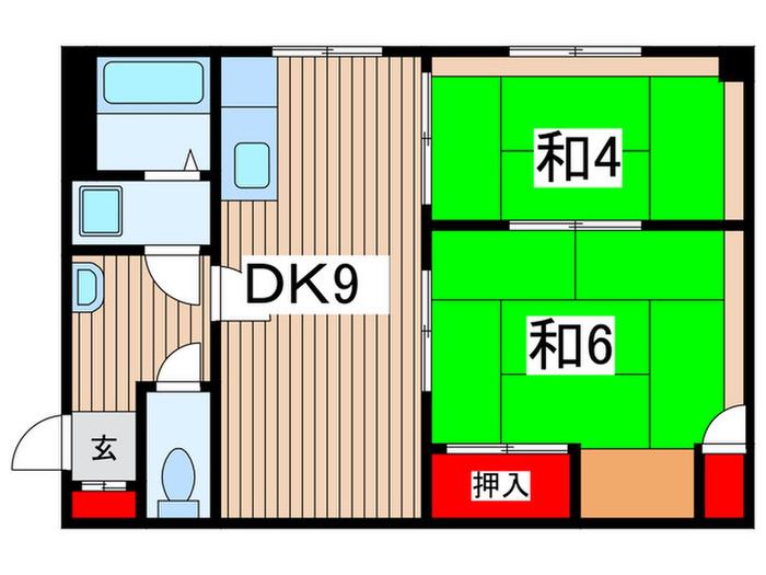 愛誠ビル(2DK/4階)の間取り写真