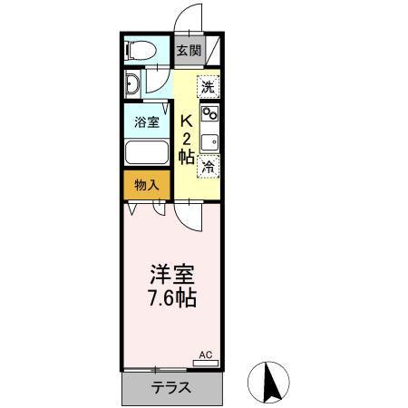 エスポワール21(1K/1階)の間取り写真