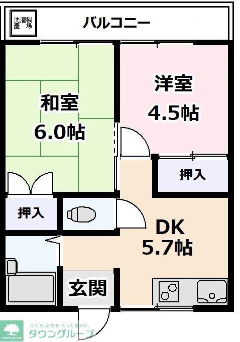 シャルマンコーポ(2DK/2階)の間取り写真