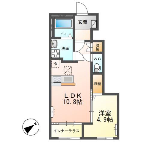 土浦市中村南2丁目アパート(1LDK/1階)の間取り写真