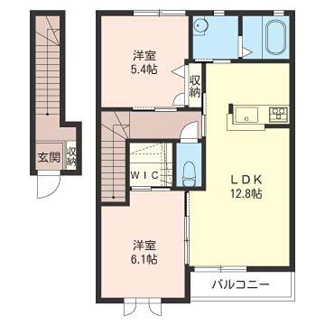 コモア・メゾンE(2LDK/2階)の間取り写真