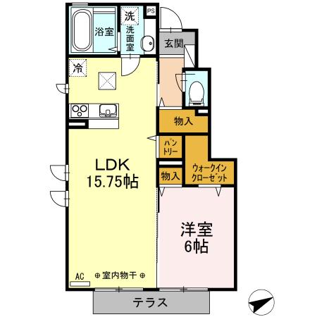グランメールⅡ番館(1LDK/1階)の間取り写真