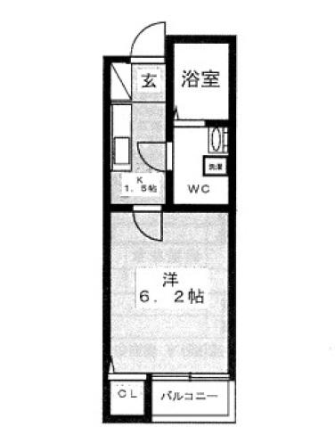 CUORE下高井戸(1K/1階)の間取り写真