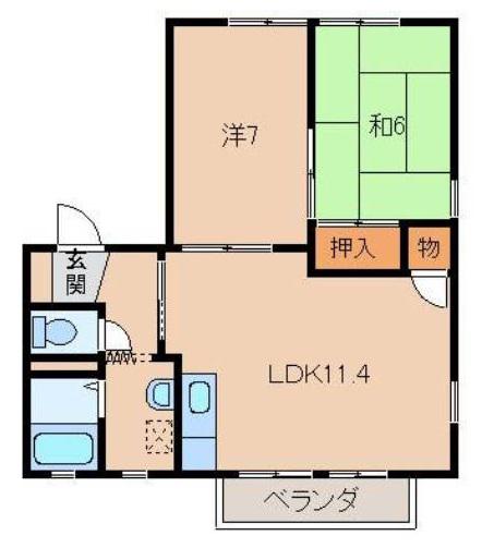 グリーンフル狐島(2LDK/2階)の間取り写真