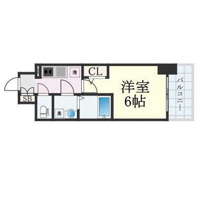 エスリード弁天町桜通レジデンス(1K/9階)の間取り写真