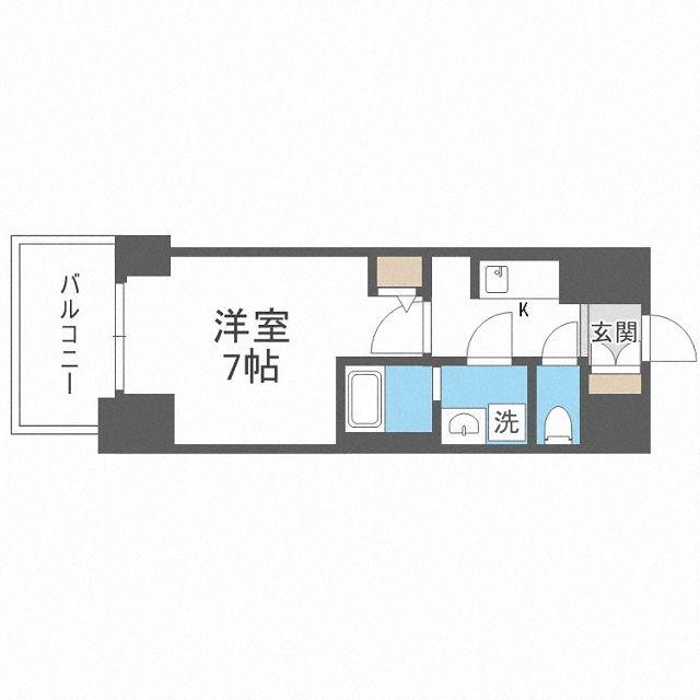 S-RESIDENCE福島ALOVITA(1K/3階)の間取り写真