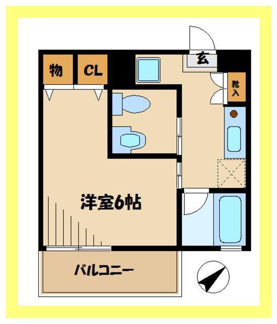 ルクール登戸(1K/1階)の間取り写真
