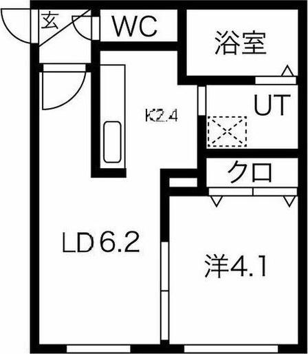 GRAND RAVINE 菊水(1LDK/4階)の間取り写真