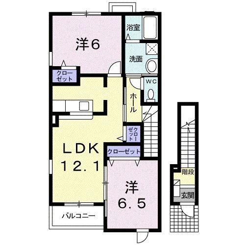 エリアント・ソラーレ(2LDK/2階)の間取り写真
