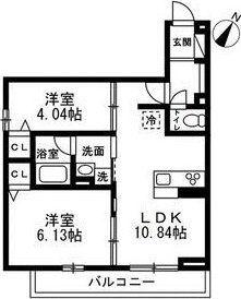 国立市谷保4丁目PJ 共同A棟(2LDK/1階)の間取り写真