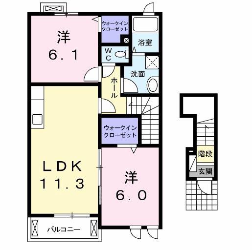 リバーサイド(2LDK/2階)の間取り写真