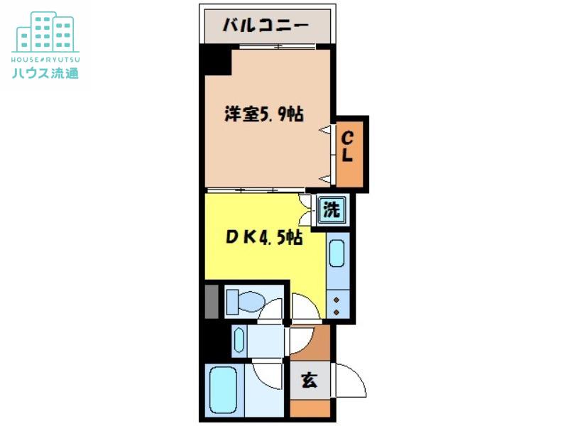 ラフィネ五島(1DK/7階)の間取り写真