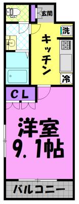 グランドゥールII(1K/2階)の間取り写真