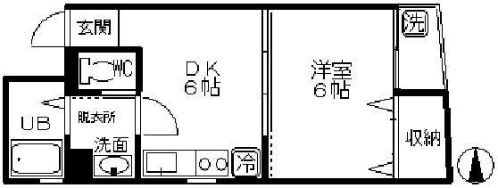 高円寺マンション(1DK/4階)の間取り写真