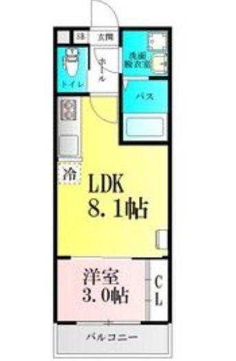 河原町レジデンスB棟(1LDK/2階)の間取り写真