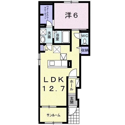 サンライズK I(1LDK/1階)の間取り写真